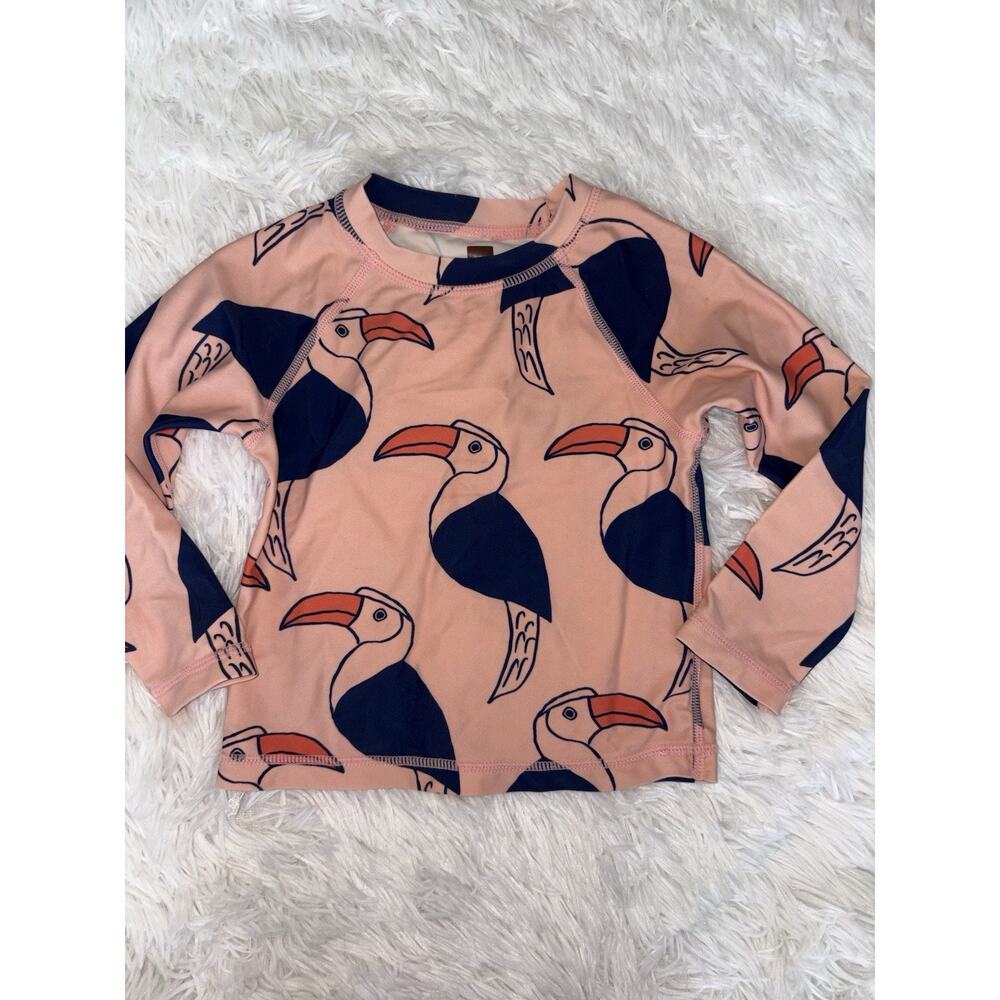 Tea Collection Girls Sz. 2T Toucan Peach Design Long Slv Rashguard. Grt. Item